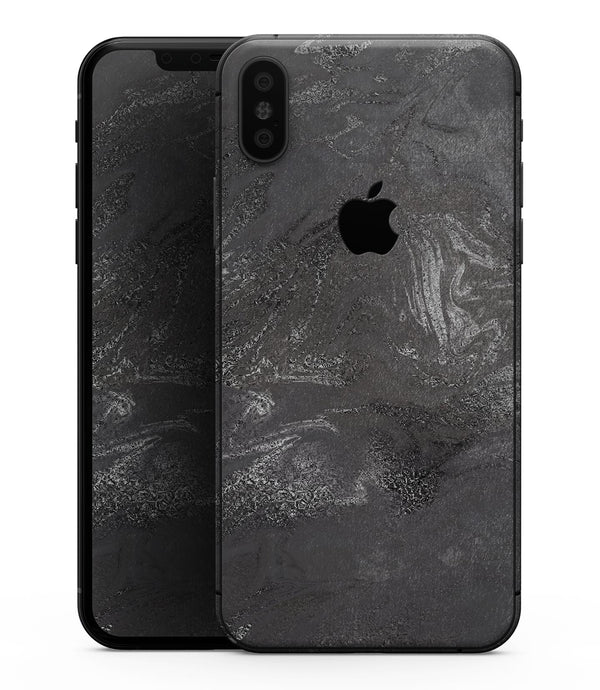 Black & Silver Marble Swirl V5 - iPhone XS MAX, XS/X, 8/8+, 7/7+, 5/5S/SE Skin-Kit (All iPhones Avaiable)