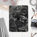 Black & Silver Marble Swirl V6 - Full Body Skin Decal for the Apple iPad Pro 12.9", 11", 10.5", 9.7", Air or Mini (All Models Available)