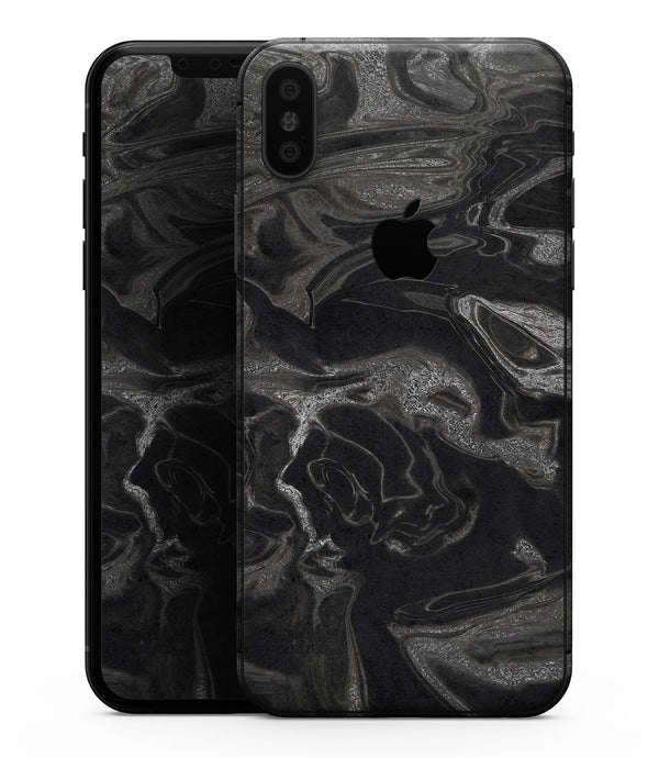 Black & Silver Marble Swirl V6 - iPhone XS MAX, XS/X, 8/8+, 7/7+, 5/5S/SE Skin-Kit (All iPhones Avaiable)