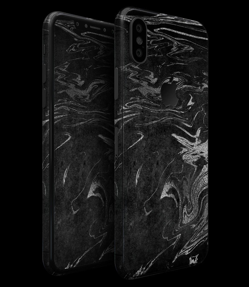 Black & Silver Marble Swirl V8 - iPhone XS MAX, XS/X, 8/8+, 7/7+, 5/5S/SE Skin-Kit (All iPhones Avaiable)