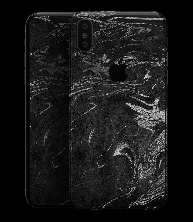 Black & Silver Marble Swirl V8 - iPhone XS MAX, XS/X, 8/8+, 7/7+, 5/5S/SE Skin-Kit (All iPhones Avaiable)