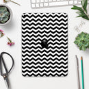 Black & White Chevron Pattern V2 - Full Body Skin Decal for the Apple iPad Pro 12.9", 11", 10.5", 9.7", Air or Mini (All Models Available)