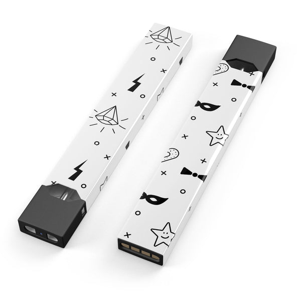 Black Doodles with Lightining - Premium Decal Protective Skin-Wrap Sticker compatible with the Juul Labs vaping device