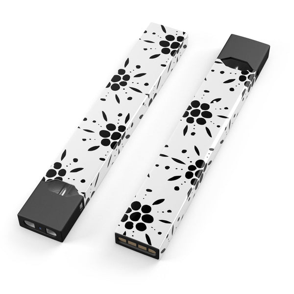Black Floral Pedals with Clear Cacking - Premium Decal Protective Skin-Wrap Sticker compatible with the Juul Labs vaping device