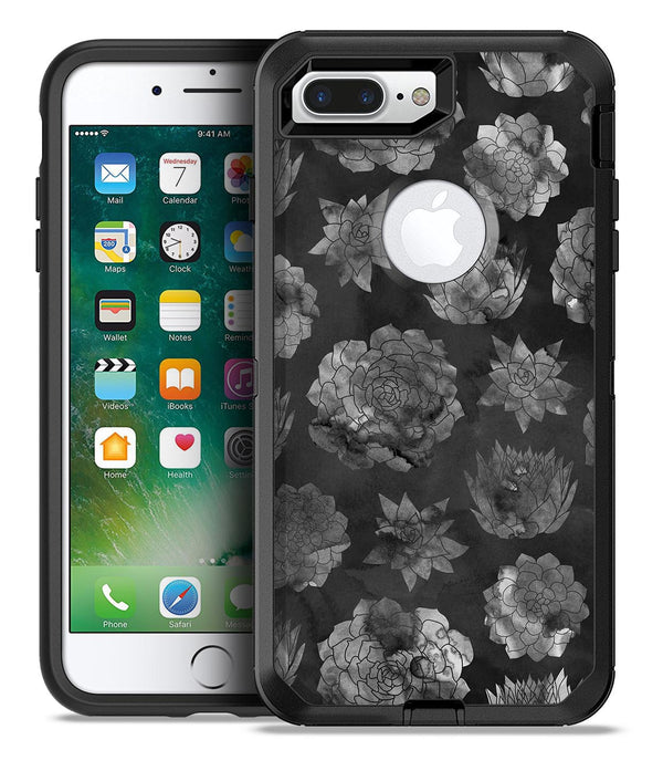 Black Floral Succulents - iPhone 7 or 7 Plus Commuter Case Skin Kit