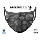 Black Floral Succulents - Made in USA Mouth Cover Unisex Anti-Dust Cotton Blend Reusable & Washable Face Mask with Adjustable Sizing for Adult or Child
