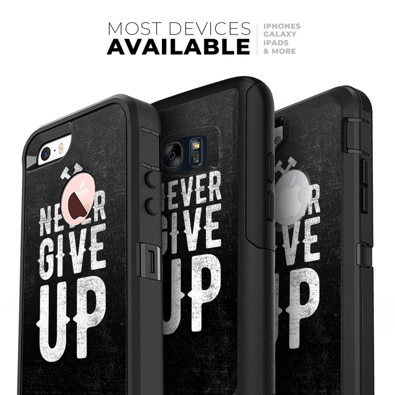 Black Hammered Never Give Up - Skin Kit for the iPhone OtterBox Cases