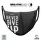 Black Hammered Never Give Up - Made in USA Mouth Cover Unisex Anti-Dust Cotton Blend Reusable & Washable Face Mask with Adjustable Sizing for Adult or Child