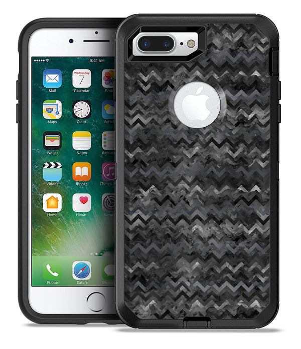 Black Multi Watercolor Chevron - iPhone 7 or 7 Plus Commuter Case Skin Kit