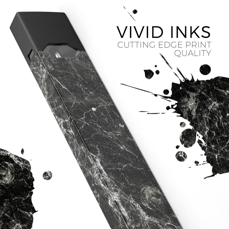 Black Scratched Marble - Premium Decal Protective Skin-Wrap Sticker compatible with the Juul Labs vaping device
