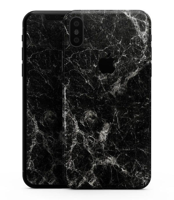 Black Scratched Marble - iPhone XS MAX, XS/X, 8/8+, 7/7+, 5/5S/SE Skin-Kit (All iPhones Avaiable)