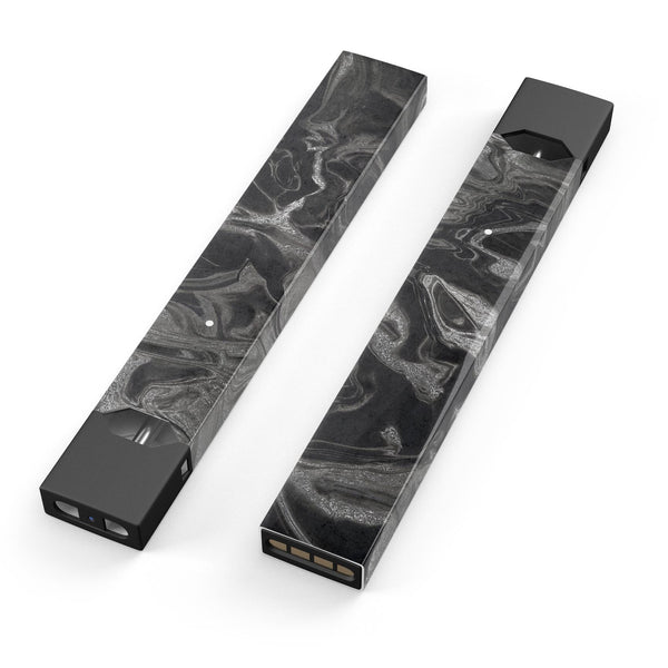 Black & Silver Marble Swirl V6 - Premium Decal Protective Skin-Wrap Sticker compatible with the Juul Labs vaping device