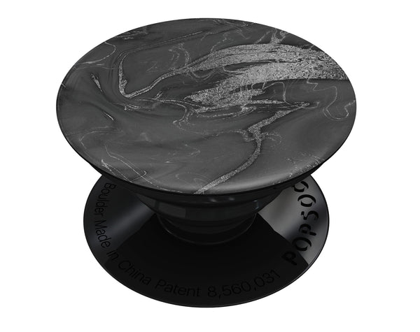 Black & Silver Marble Swirl V7 - Skin Kit for PopSockets and other Smartphone Extendable Grips & Stands
