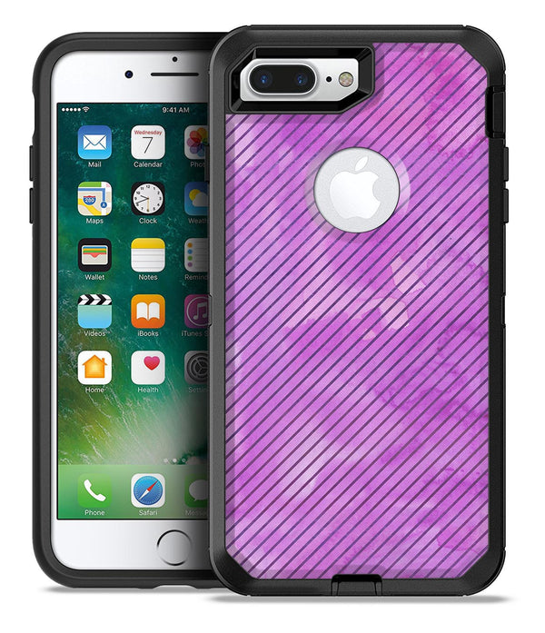 Black Slanted Lines of Purple Clouds - iPhone 7 or 7 Plus Commuter Case Skin Kit