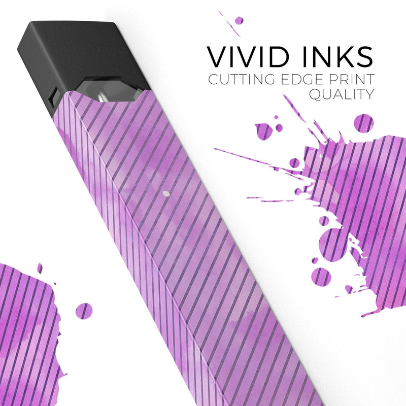 Black Slanted Lines of Purple Clouds - Premium Decal Protective Skin-Wrap Sticker compatible with the Juul Labs vaping device