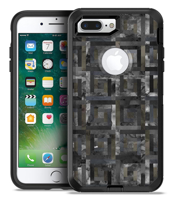 Black Watercolor Patchwork - iPhone 7 or 7 Plus Commuter Case Skin Kit