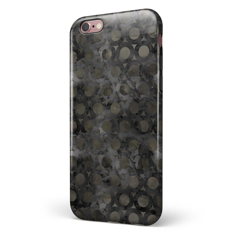 Black Watercolor Ring Pattern iPhone 6/6s or 6/6s Plus 2-Piece Hybrid INK-Fuzed Case