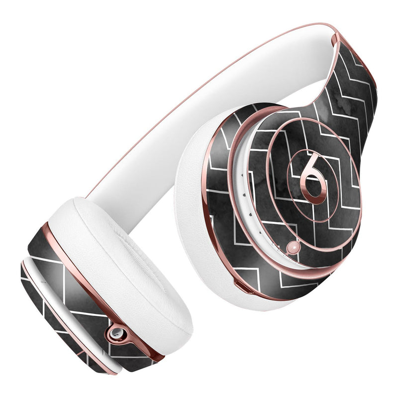 Black Watercolor with White Chevron Full-Body Skin Kit for the Beats by Dre Solo 3 Wireless Headphones