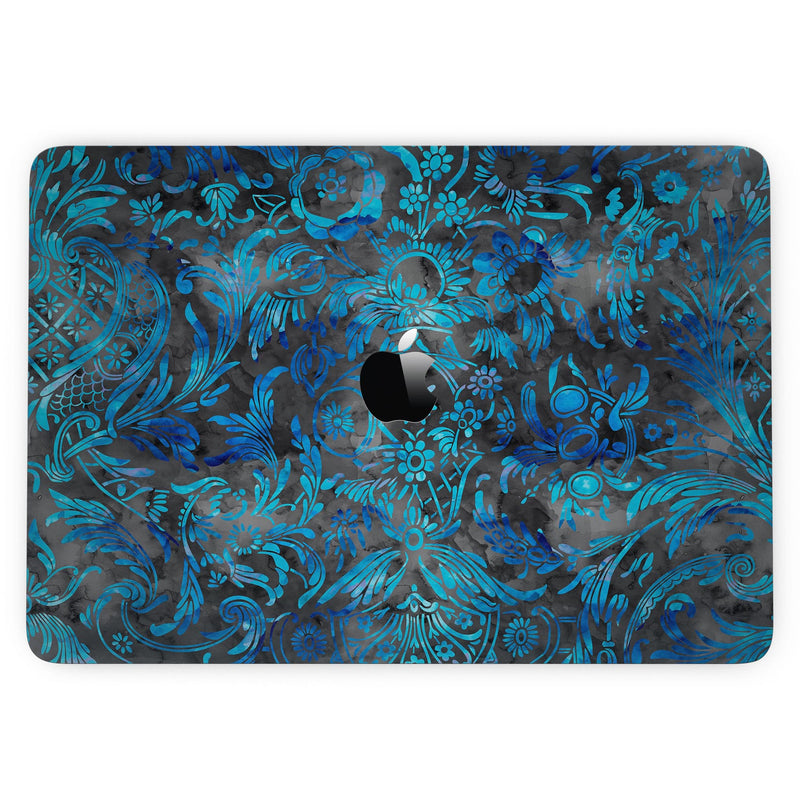 MacBook Pro with Touch Bar Skin Kit - Black_and_Blue_Damask_Watercolor_Pattern-MacBook_13_Touch_V3.jpg?