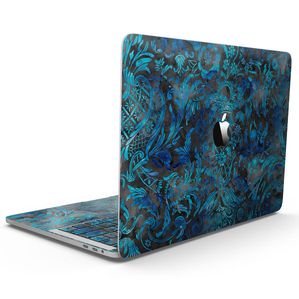 MacBook Pro with Touch Bar Skin Kit - Black_and_Blue_Damask_Watercolor_Pattern-MacBook_13_Touch_V9.jpg?
