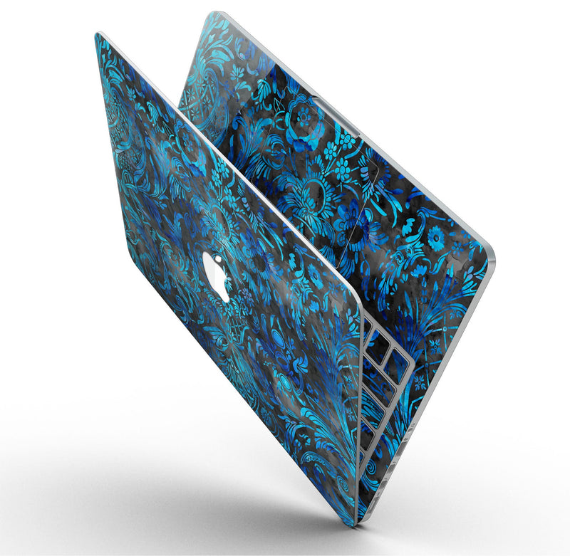 Black and Blue Damask Watercolor Pattern - MacBook Pro with Retina Display Full-Coverage Skin Kit