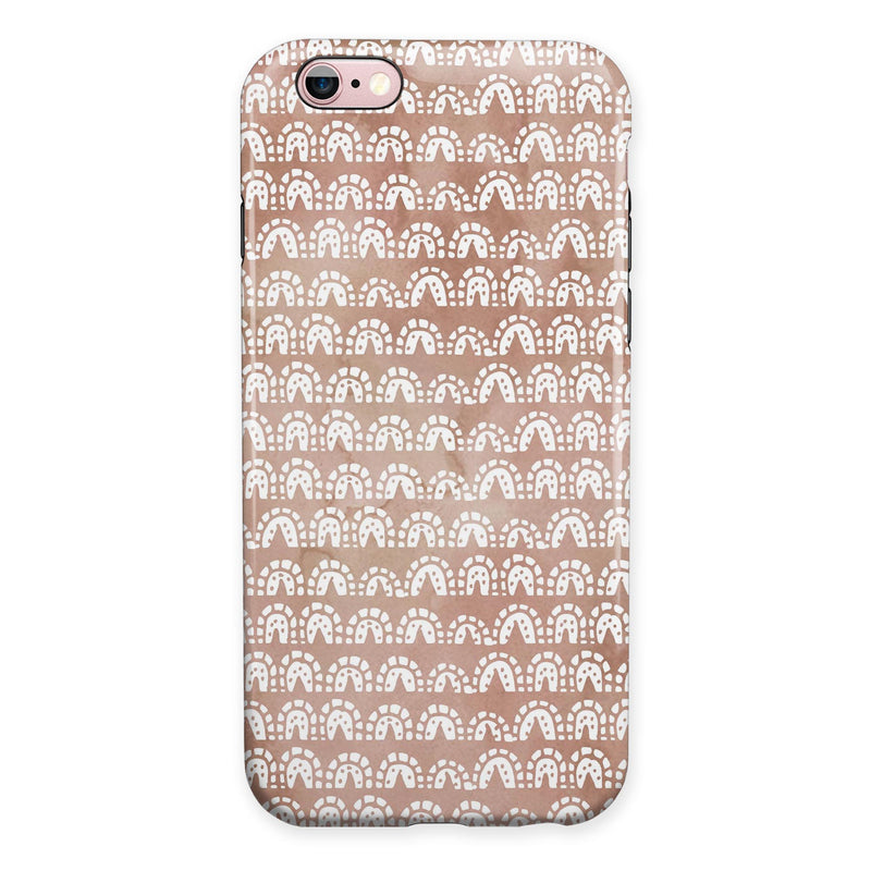 Black and Brown Grunge Surface with White Semi-Circles iPhone 6/6s or 6/6s Plus 2-Piece Hybrid INK-Fuzed Case