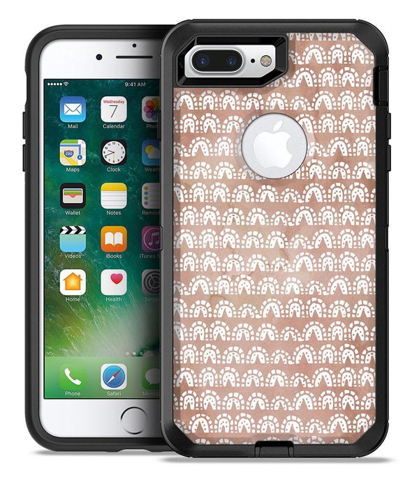 Black and Brown Grunge Surface with White Semi-Circles - iPhone 7 or 7 Plus Commuter Case Skin Kit