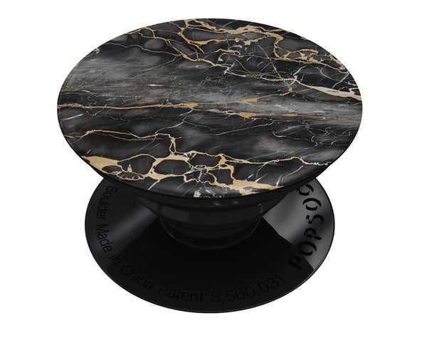 Black and Gold Marble Surface - Skin Kit for PopSockets and other Smartphone Extendable Grips & Stands