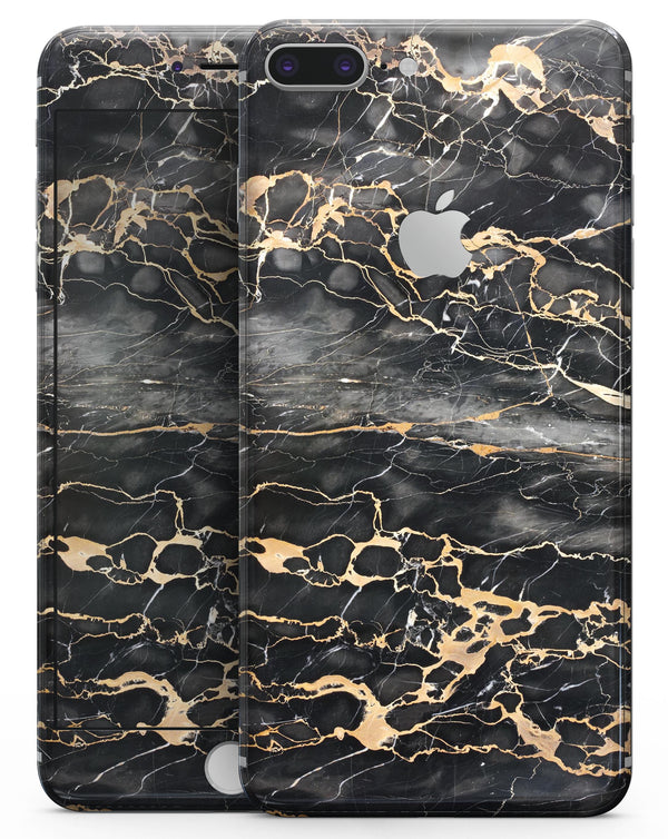 Black and Gold Marble Surface - Skin-kit for the iPhone 8 or 8 Plus