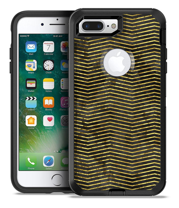 Black and Gold Watercolor Chevron - iPhone 7 or 7 Plus Commuter Case Skin Kit