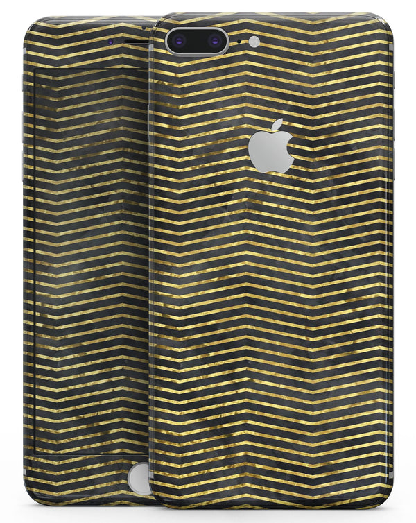 Black and Gold Watercolor Chevron - Skin-kit for the iPhone 8 or 8 Plus