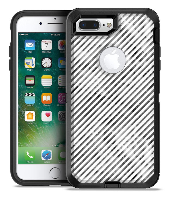 Black and Gray Watercolor Stripes - iPhone 7 or 7 Plus Commuter Case Skin Kit