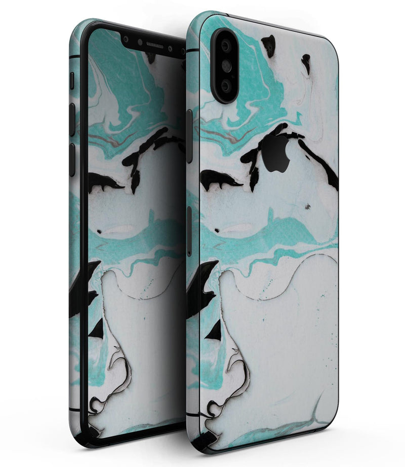 Black and Teal Textured Marble - iPhone XS MAX, XS/X, 8/8+, 7/7+, 5/5S/SE Skin-Kit (All iPhones Avaiable)