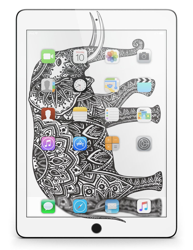 Black and White Aztec Ethnic Elephant - iPad Pro 97 - View 8.jpg