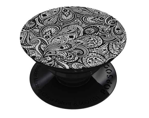 Black and White Aztec Paisley - Skin Kit for PopSockets and other Smartphone Extendable Grips & Stands