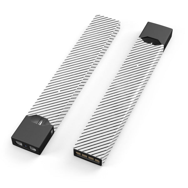Black and White Diagonal Stripes - Premium Decal Protective Skin-Wrap Sticker compatible with the Juul Labs vaping device