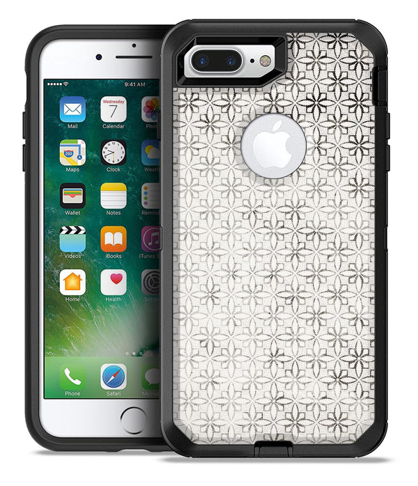 Black and White Floral Chess Pattern - iPhone 7 or 7 Plus Commuter Case Skin Kit