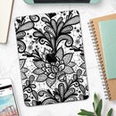 Black and White Geometric Floral - Full Body Skin Decal for the Apple iPad Pro 12.9", 11", 10.5", 9.7", Air or Mini (All Models Available)