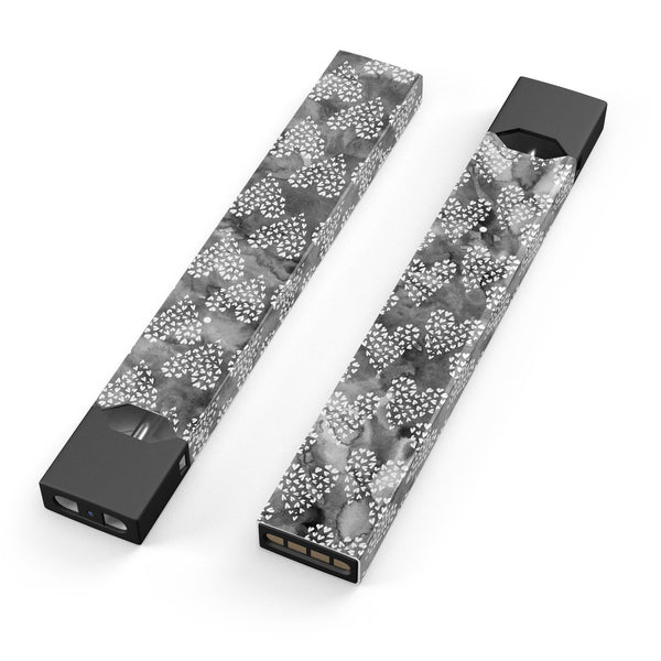 Black and White Watercolor Hearts - Premium Decal Protective Skin-Wrap Sticker compatible with the Juul Labs vaping device