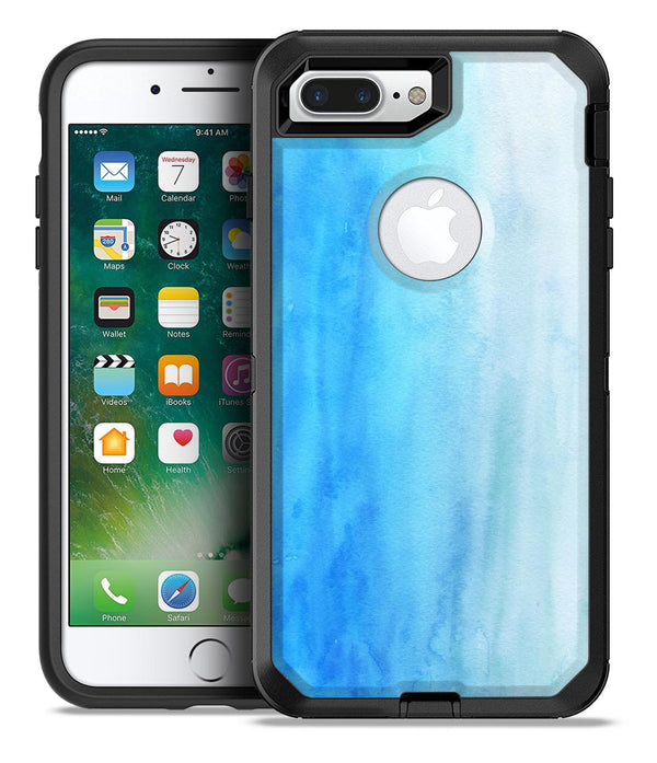 Blotted Blues Absorbed Watercolor Texture - iPhone 7 or 7 Plus Commuter Case Skin Kit