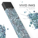 Blue-Green Damask Watercolor Pattern - Premium Decal Protective Skin-Wrap Sticker compatible with the Juul Labs vaping device