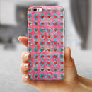 Blue-Green Polka Dots with Hearts Pattern on Pink Watercolor iPhone 6/6s or 6/6s Plus 2-Piece Hybrid INK-Fuzed Case