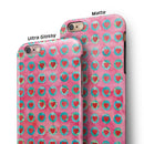 Blue-Green Polka Dots with Hearts Pattern on Pink Watercolor iPhone 6/6s or 6/6s Plus 2-Piece Hybrid INK-Fuzed Case