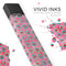 Blue-Green Polka Dots with Hearts Pattern on Pink Watercolor - Premium Decal Protective Skin-Wrap Sticker compatible with the Juul Labs vaping device