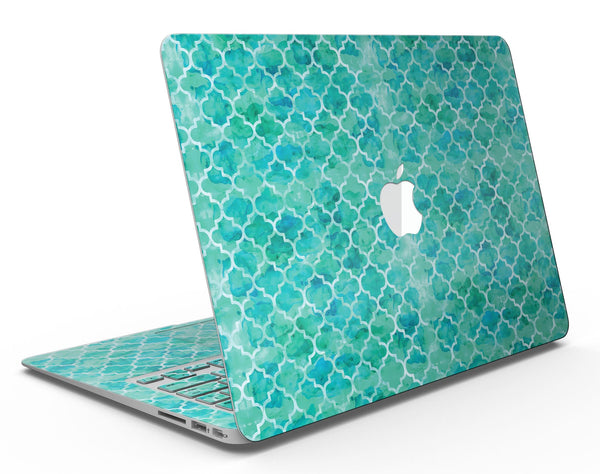 Blue-Green Watercolor Quatrefoil - MacBook Air Skin Kit