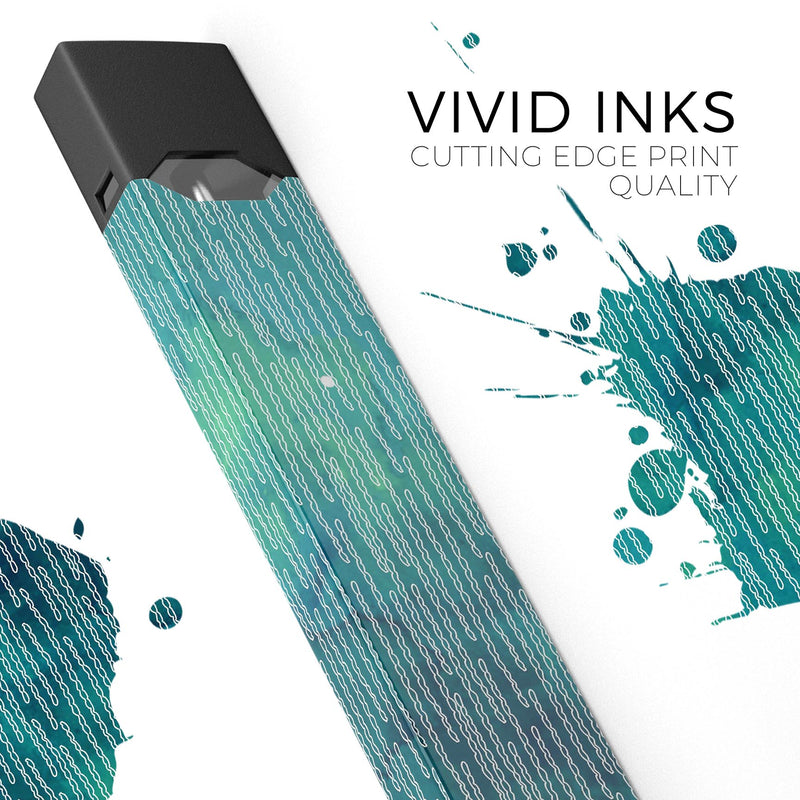 Blue-Green Watercolor Squiggles - Premium Decal Protective Skin-Wrap Sticker compatible with the Juul Labs vaping device