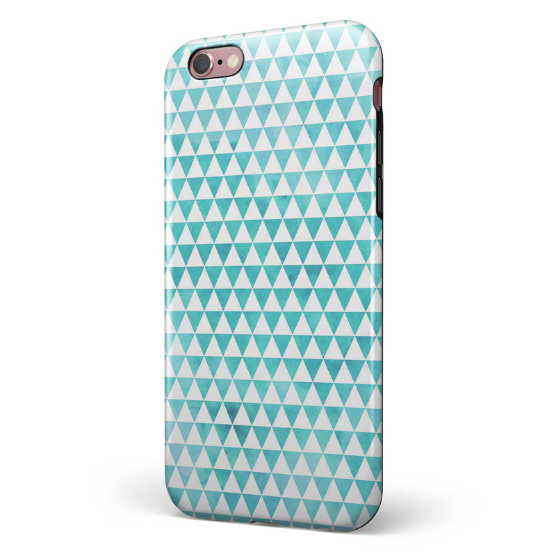 Blue-Green Watercolor Trangle Pattern iPhone 6/6s or 6/6s Plus 2-Piece Hybrid INK-Fuzed Case