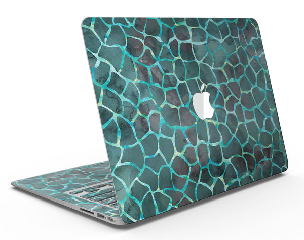 Blue-Green and Black Watercolor Giraffe Pattern - MacBook Air Skin Kit