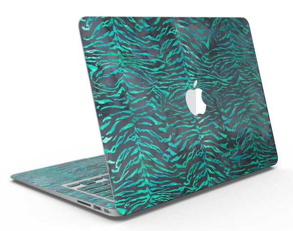 Blue-Green and Black Watercolor Tiger Pattern - MacBook Air Skin Kit