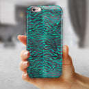 Blue-Green and Black Watercolor Tiger Pattern iPhone 6/6s or 6/6s Plus 2-Piece Hybrid INK-Fuzed Case